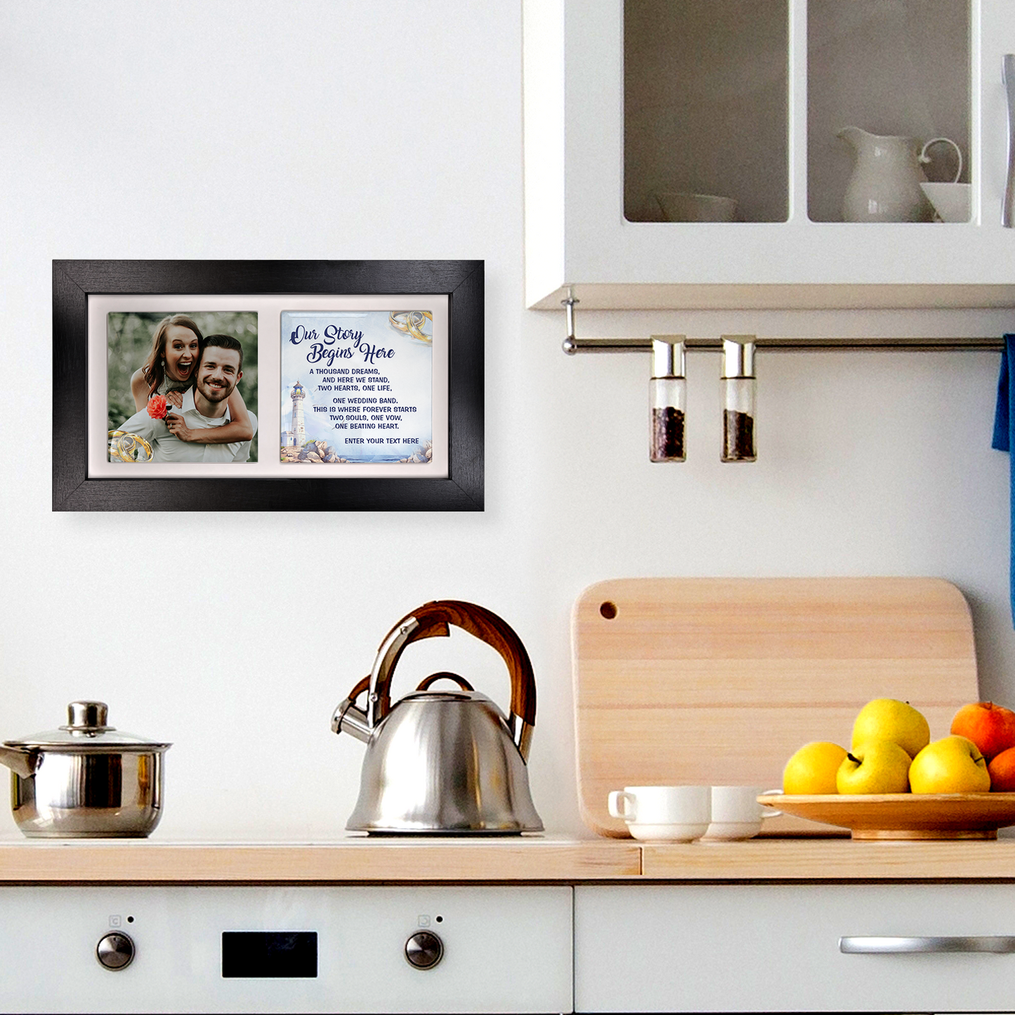 Our Story Begins Here  – Personalised Ceramic Tiles in Landscape Frame