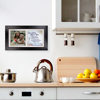Our Story Begins Here  – Personalised Ceramic Tiles in Landscape Frame