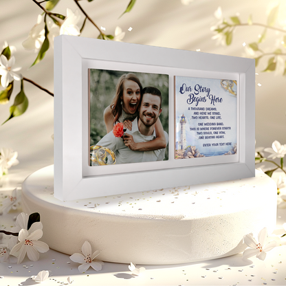 Our Story Begins Here  – Personalised Ceramic Tiles in Landscape Frame