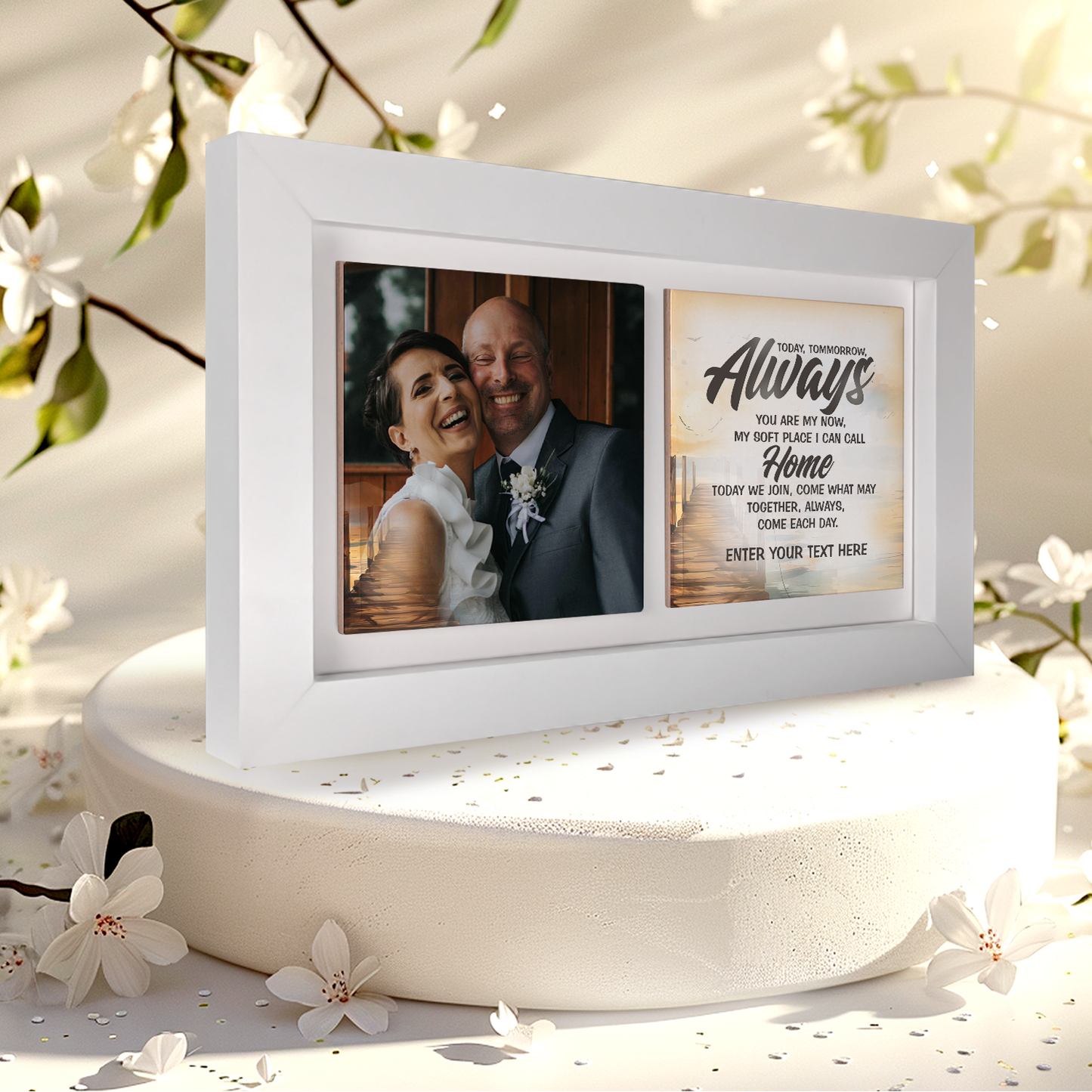 Today, Tomorrow, Always  – Personalised Ceramic Tiles in Landscape Frame