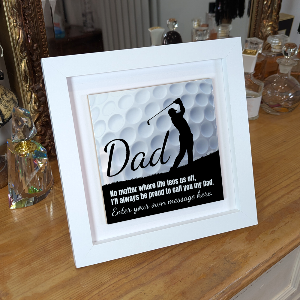 Dad Golf Theme – Personalised Square Framed Ceramic Tile