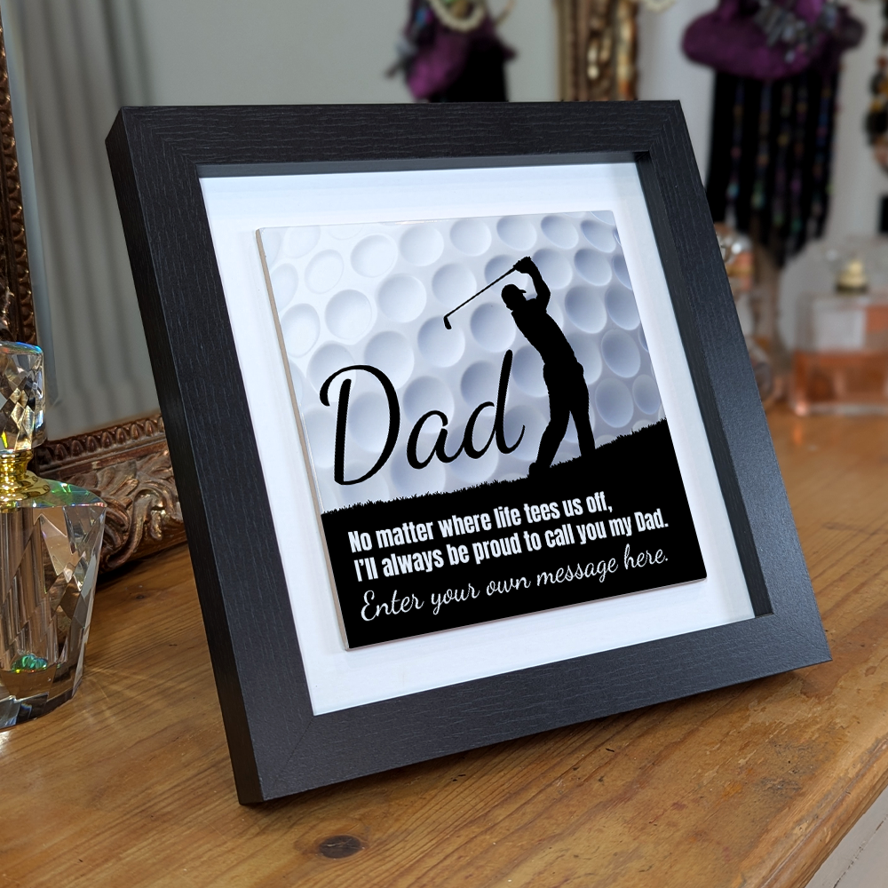 Dad Golf Theme – Personalised Square Framed Ceramic Tile