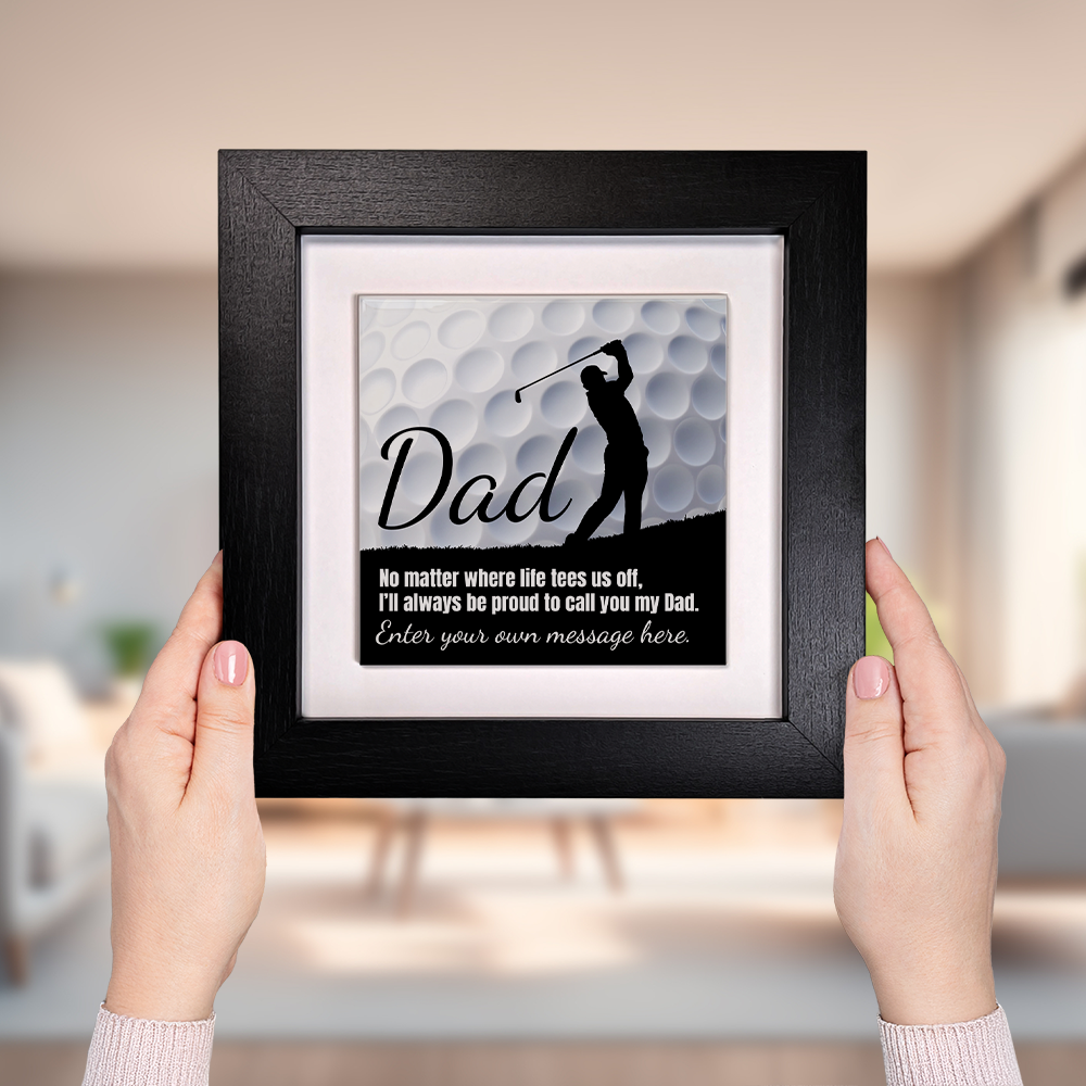 Dad Golf Theme – Personalised Square Framed Ceramic Tile