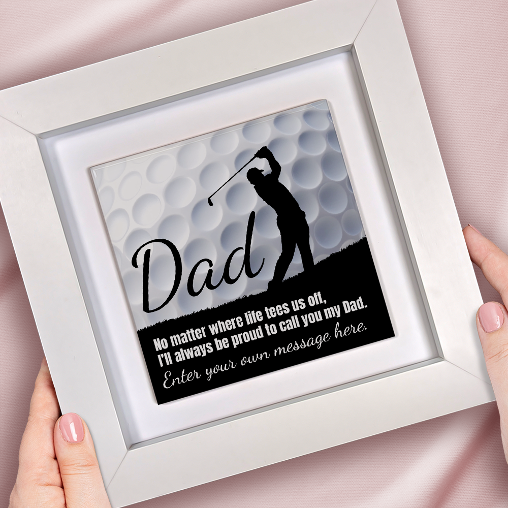 Dad Golf Theme – Personalised Square Framed Ceramic Tile