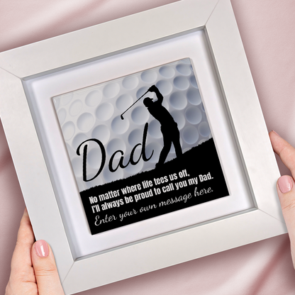 Dad Golf Theme – Personalised Square Framed Ceramic Tile