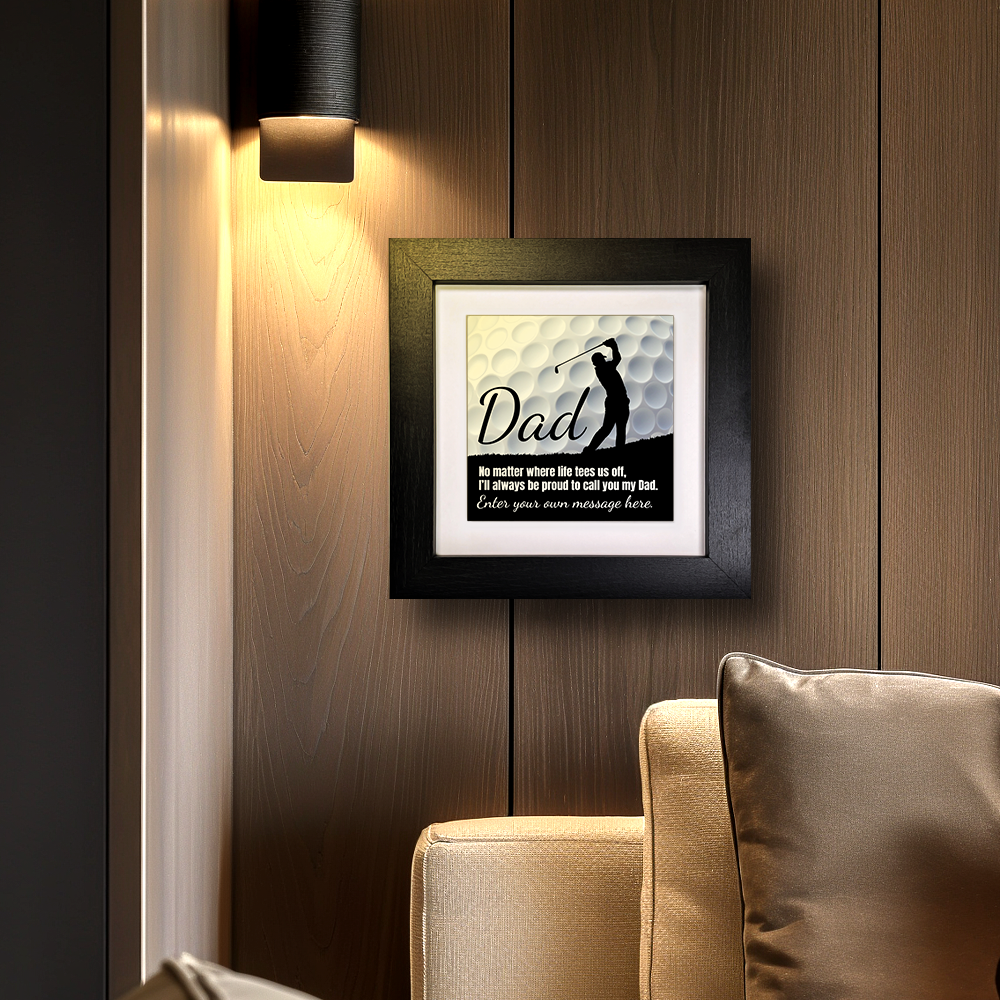 Dad Golf Theme – Personalised Square Framed Ceramic Tile