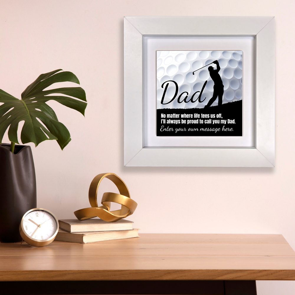 Dad Golf Theme – Personalised Square Framed Ceramic Tile