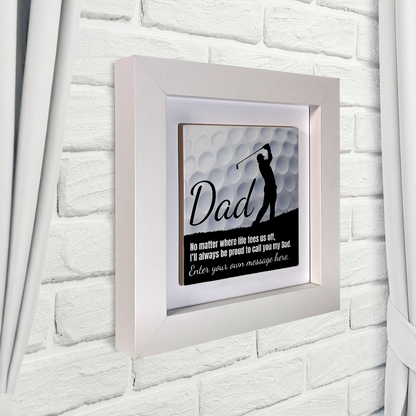 Dad Golf Theme – Personalised Square Framed Ceramic Tile