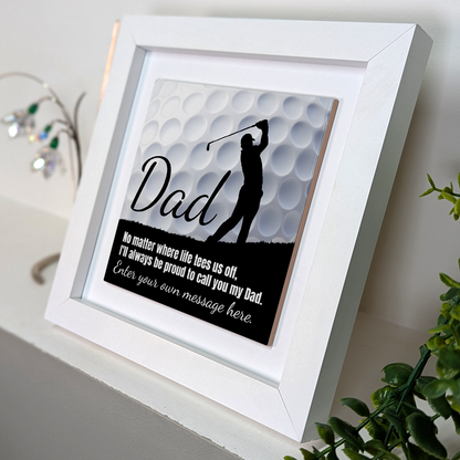 Dad Golf Theme – Personalised Square Framed Ceramic Tile