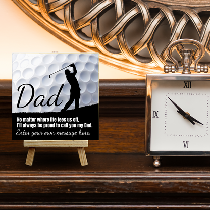 Dad Golf Theme – Personalised Ceramic Tile with Easel