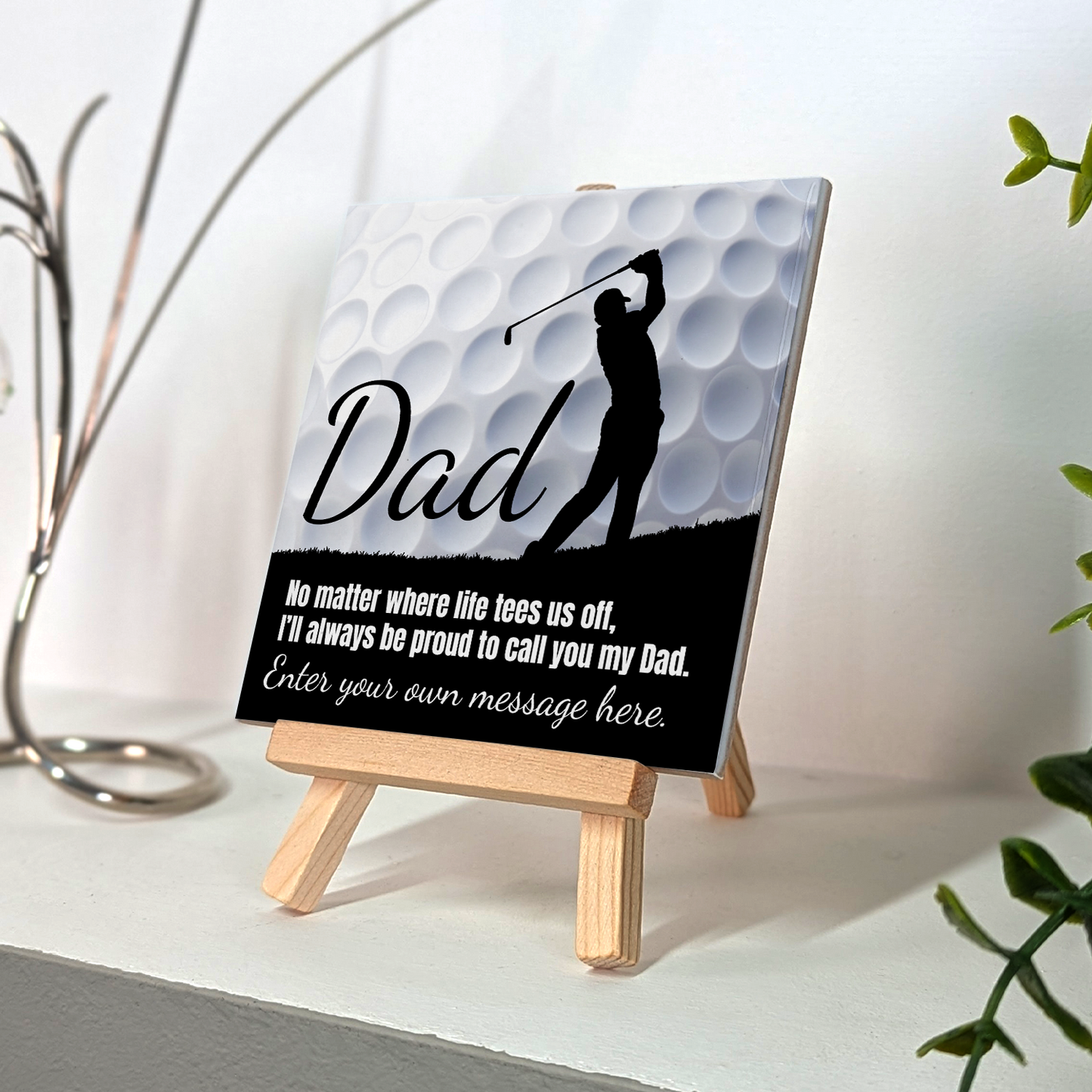 Dad Golf Theme – Personalised Ceramic Tile with Easel