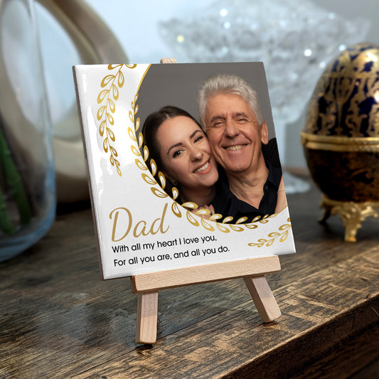 With All My Heart I Love You – Personalised Ceramic Tile with Easel