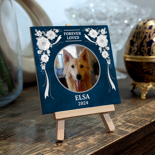 Pet Memorial  – Personalised Ceramic Tile with Easel