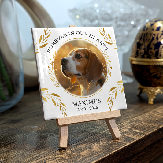 Forever In Our Hearts – Personalised Ceramic Tile with Easel