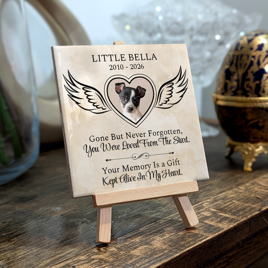 Gone But Never Forgotten  – Personalised Ceramic Tile with Easel