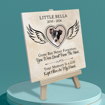 Gone But Never Forgotten  – Personalised Ceramic Tile with Easel