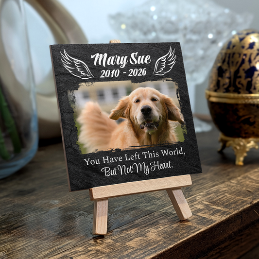 You Have Left In This World  But Not In My Heart – Personalised Ceramic Tile with Easel