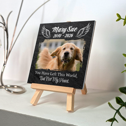 You Have Left In This World  But Not In My Heart – Personalised Ceramic Tile with Easel
