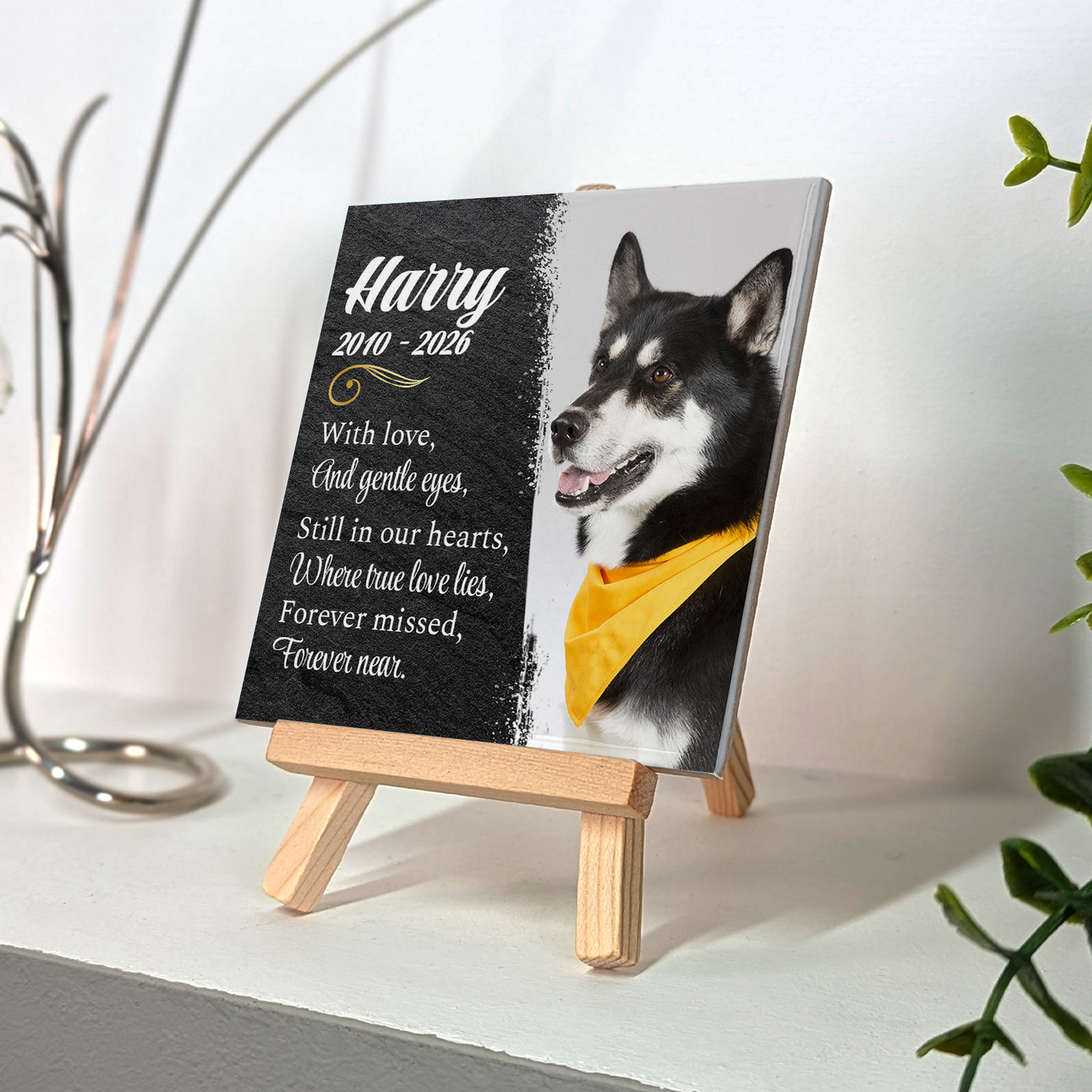 Still In Our Hearts  – Personalised Ceramic Tile with Easel