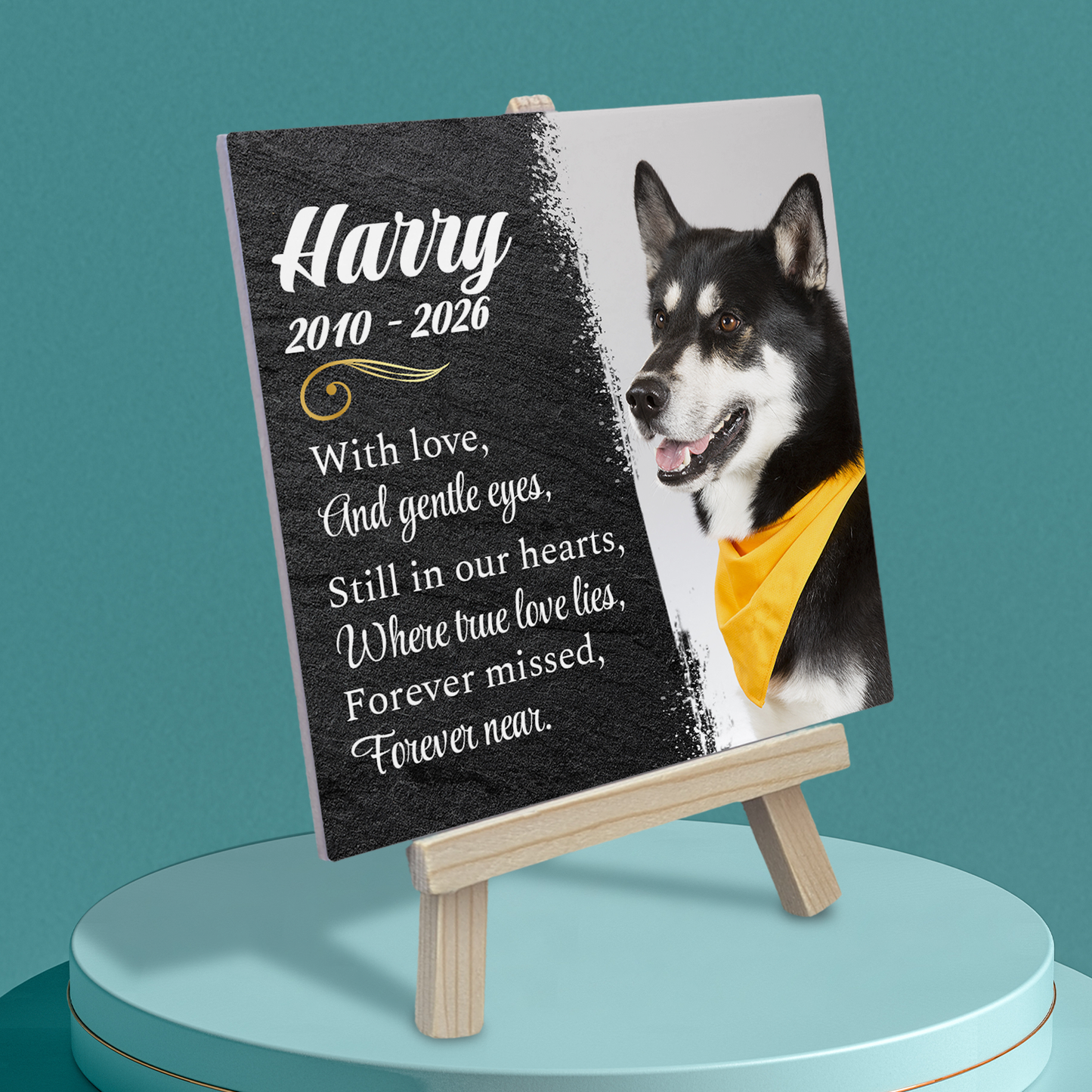Still In Our Hearts  – Personalised Ceramic Tile with Easel