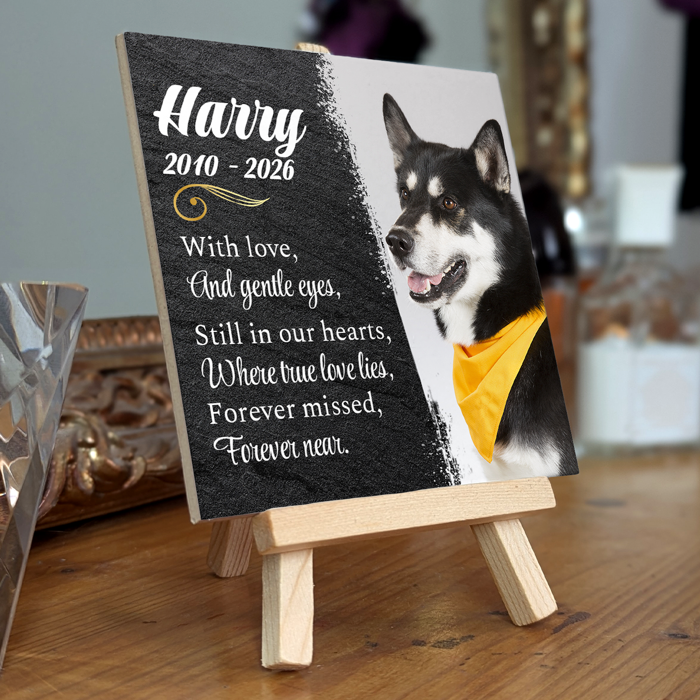 Still In Our Hearts  – Personalised Ceramic Tile with Easel