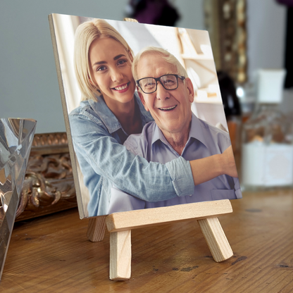 Family Portrait For Dad & Daughter – Personalised Ceramic Tile with Easel