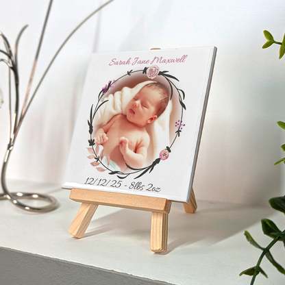 New Baby Gift For Girl – Personalised Ceramic Tile with Easel