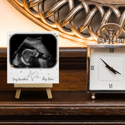 Tiny Heartbeat, Big Love – Personalised Ceramic Tile with Easel