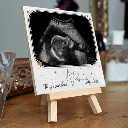 Tiny Heartbeat, Big Love – Personalised Ceramic Tile with Easel