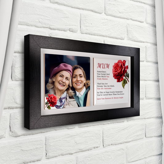 Mum With Rose – Personalised Ceramic Tiles in Landscape Frame