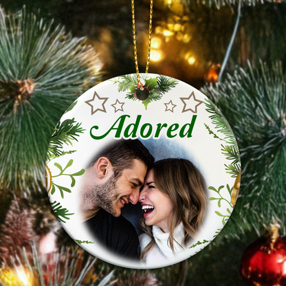 Custom Couples Ceramic Personalised Photo Christmas Ornament
