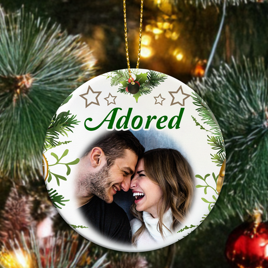 Custom Couples Ceramic Personalised Photo Christmas Ornament
