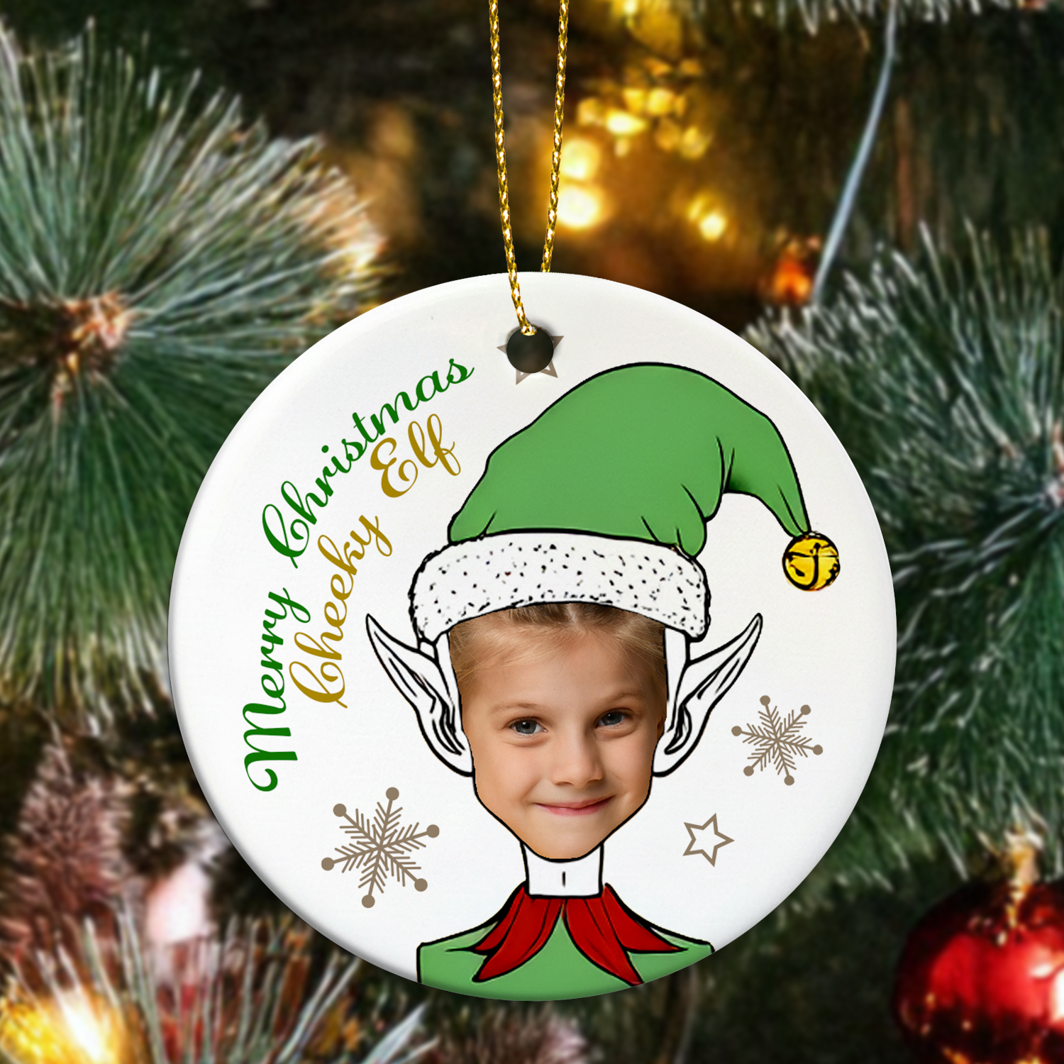 Cheeky Elf Personalised Christmas Ornament - Upload Childs Photo