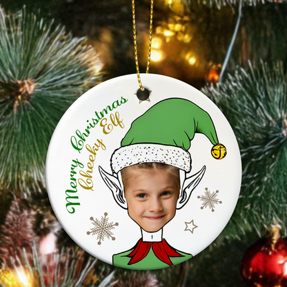 Cheeky Elf Personalised Christmas Ornament - Upload Childs Photo