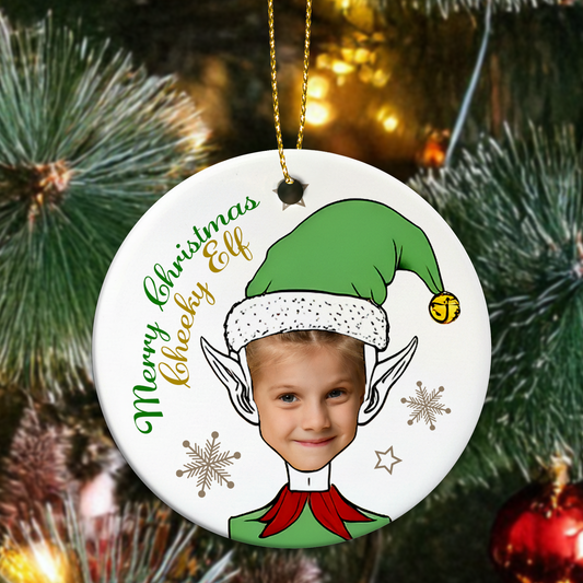 Cheeky Elf Personalised Christmas Ornament - Upload Childs Photo