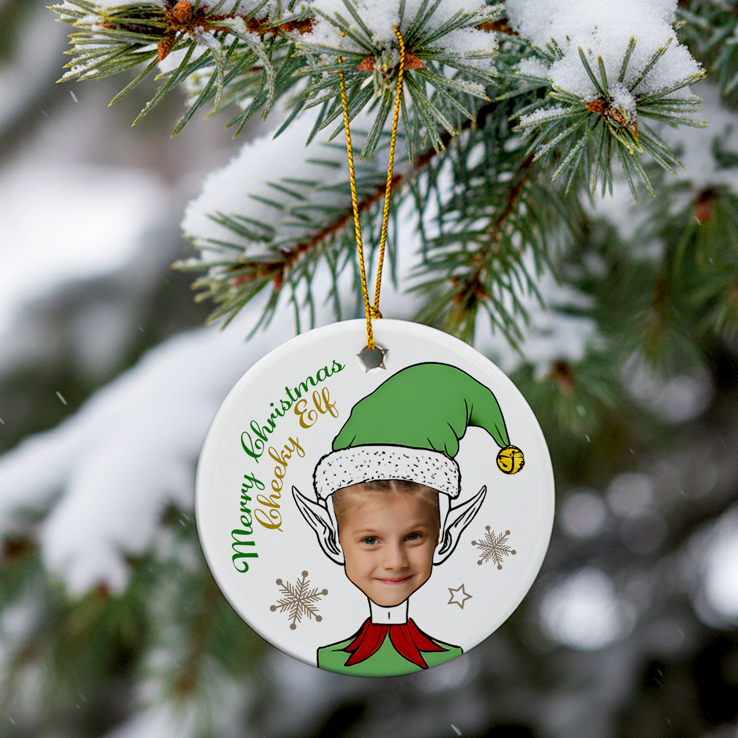 Cheeky Elf Personalised Christmas Ornament - Upload Childs Photo