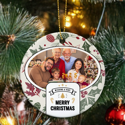 Custom Ceramic Family Photo Personalised Christmas Ornament