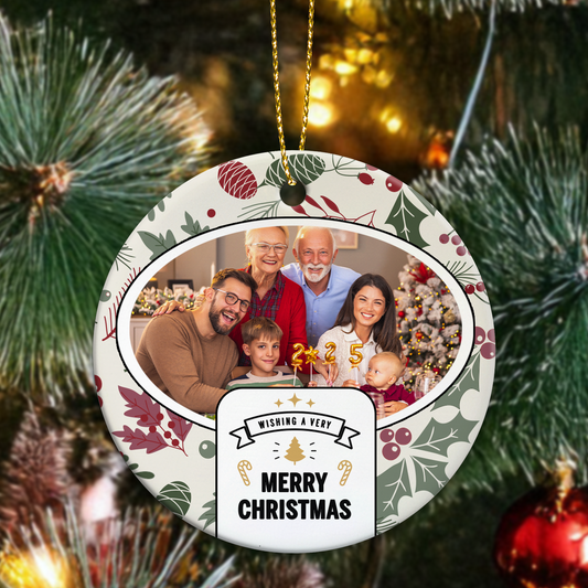 Custom Ceramic Family Photo Personalised Christmas Ornament