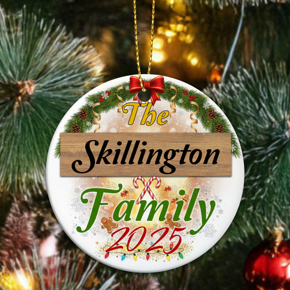 Custom Ceramic Family Name Personalised Christmas Ornament