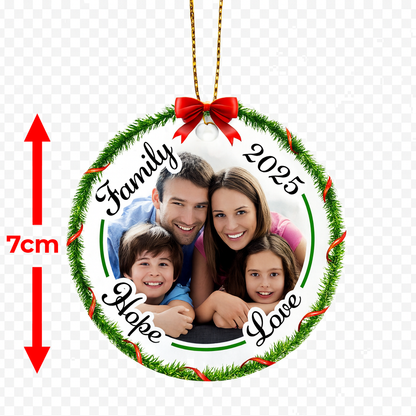 Custom Ceramic Family Photo Personalised Christmas Ornament - Hope & Love