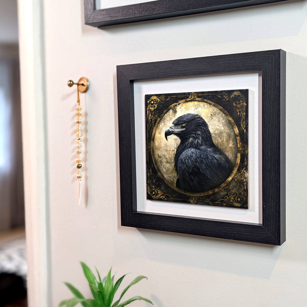 The Black Eagle Framed Gothic Ceramic Art Tile
