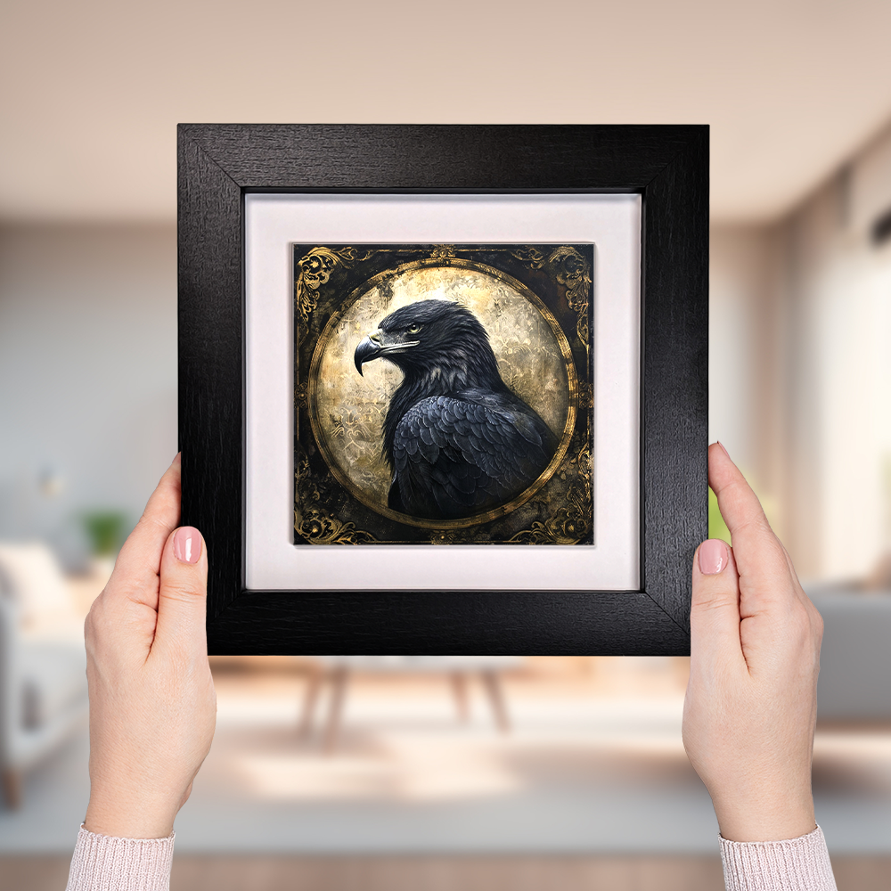 The Black Eagle Framed Gothic Ceramic Art Tile