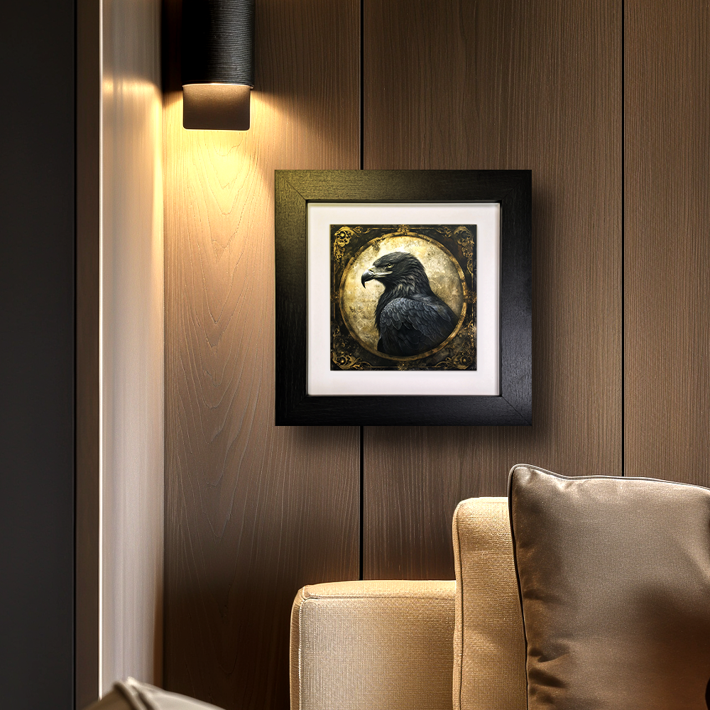 The Black Eagle Framed Gothic Ceramic Art Tile