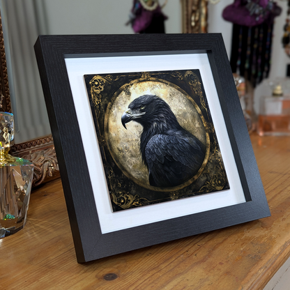 The Black Eagle Framed Gothic Ceramic Art Tile