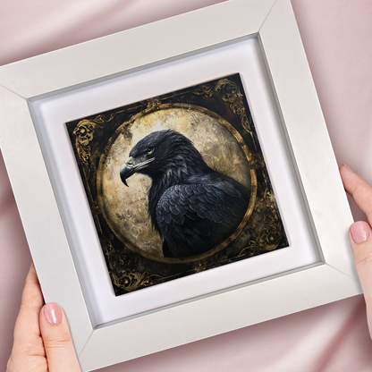 The Black Eagle Framed Gothic Ceramic Art Tile
