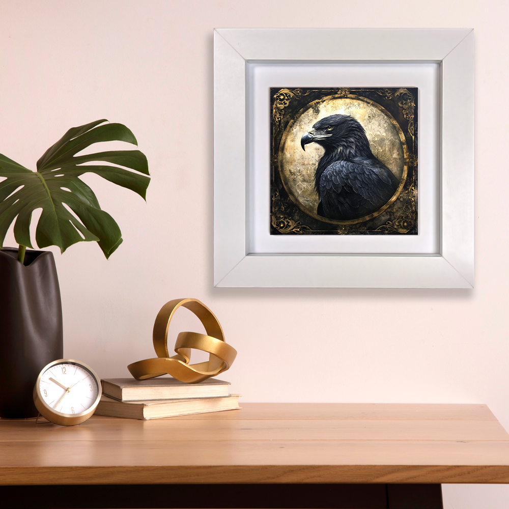 The Black Eagle Framed Gothic Ceramic Art Tile