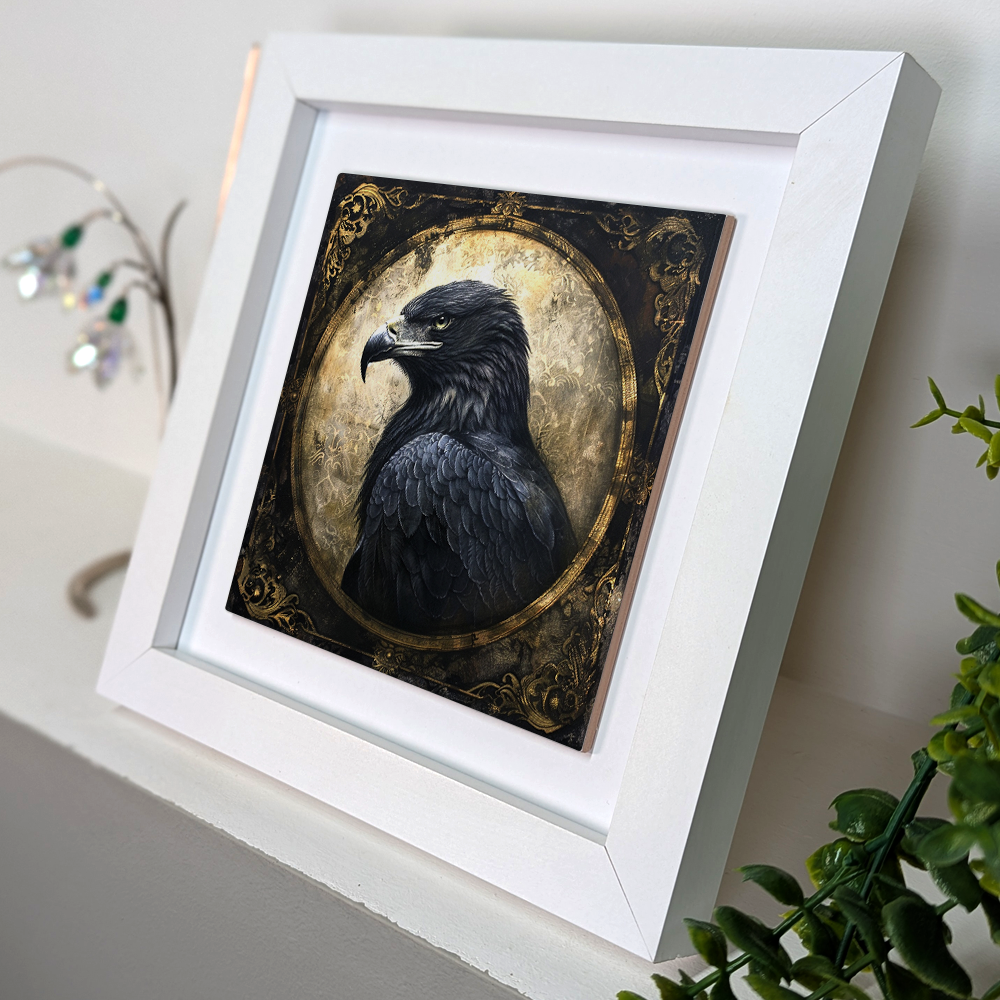 The Black Eagle Framed Gothic Ceramic Art Tile