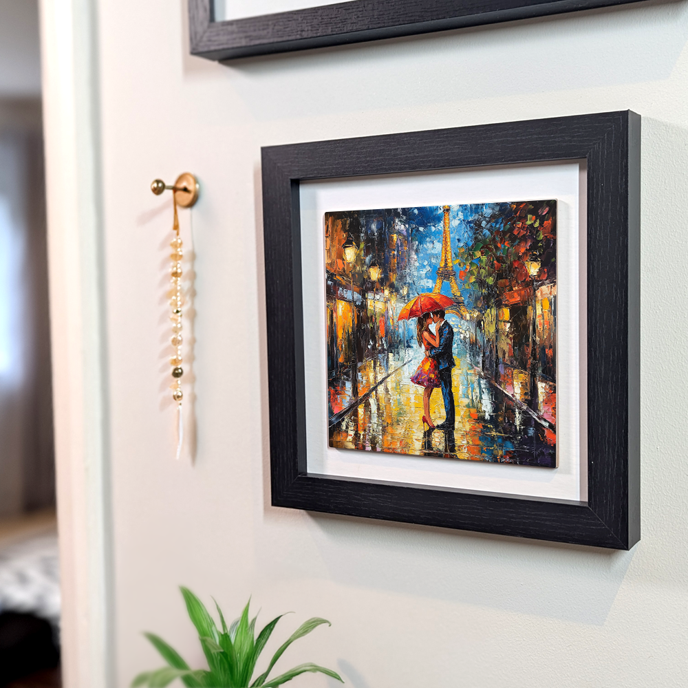 Parisian Rainfall Framed Ceramic Art Tiles