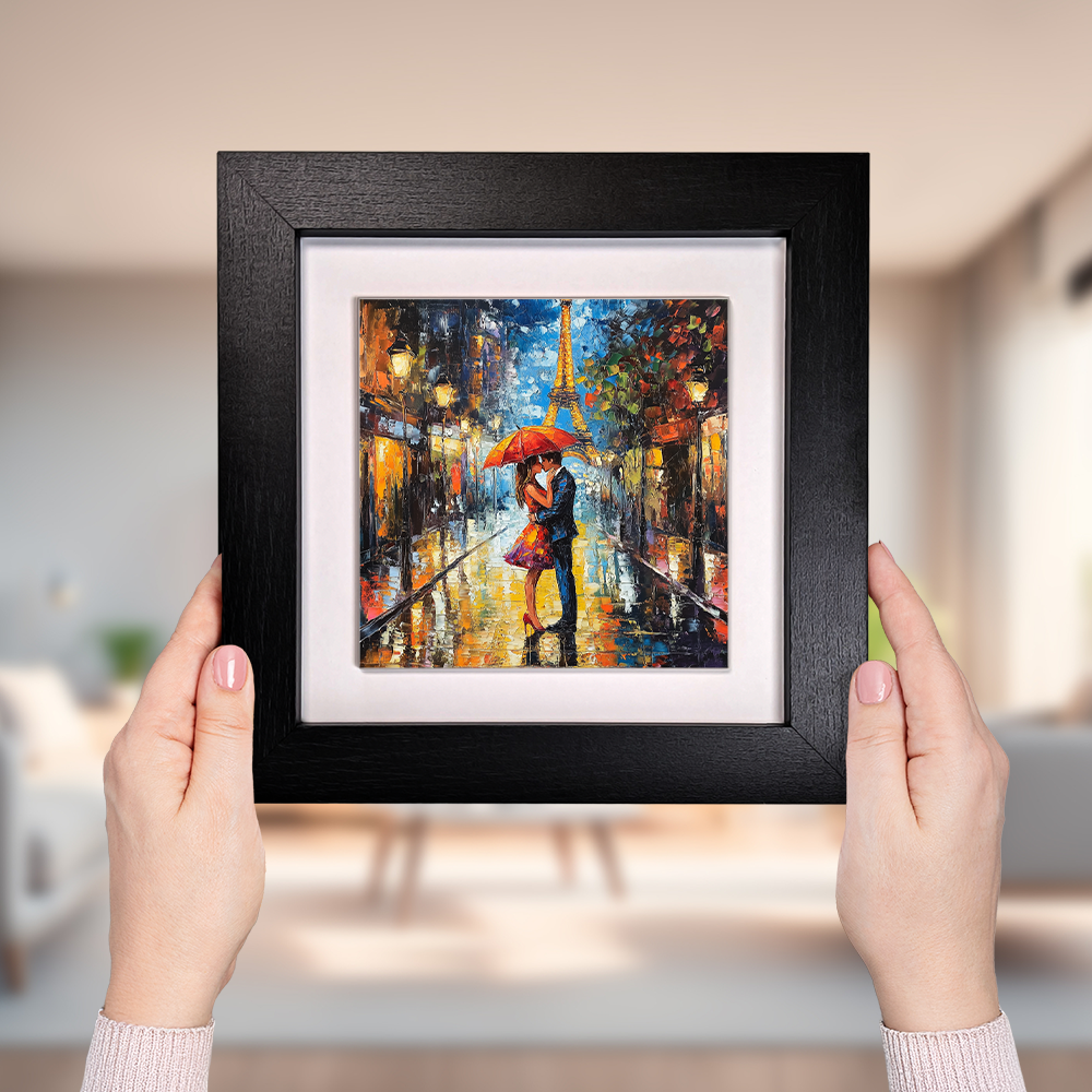 Parisian Rainfall Framed Ceramic Art Tiles