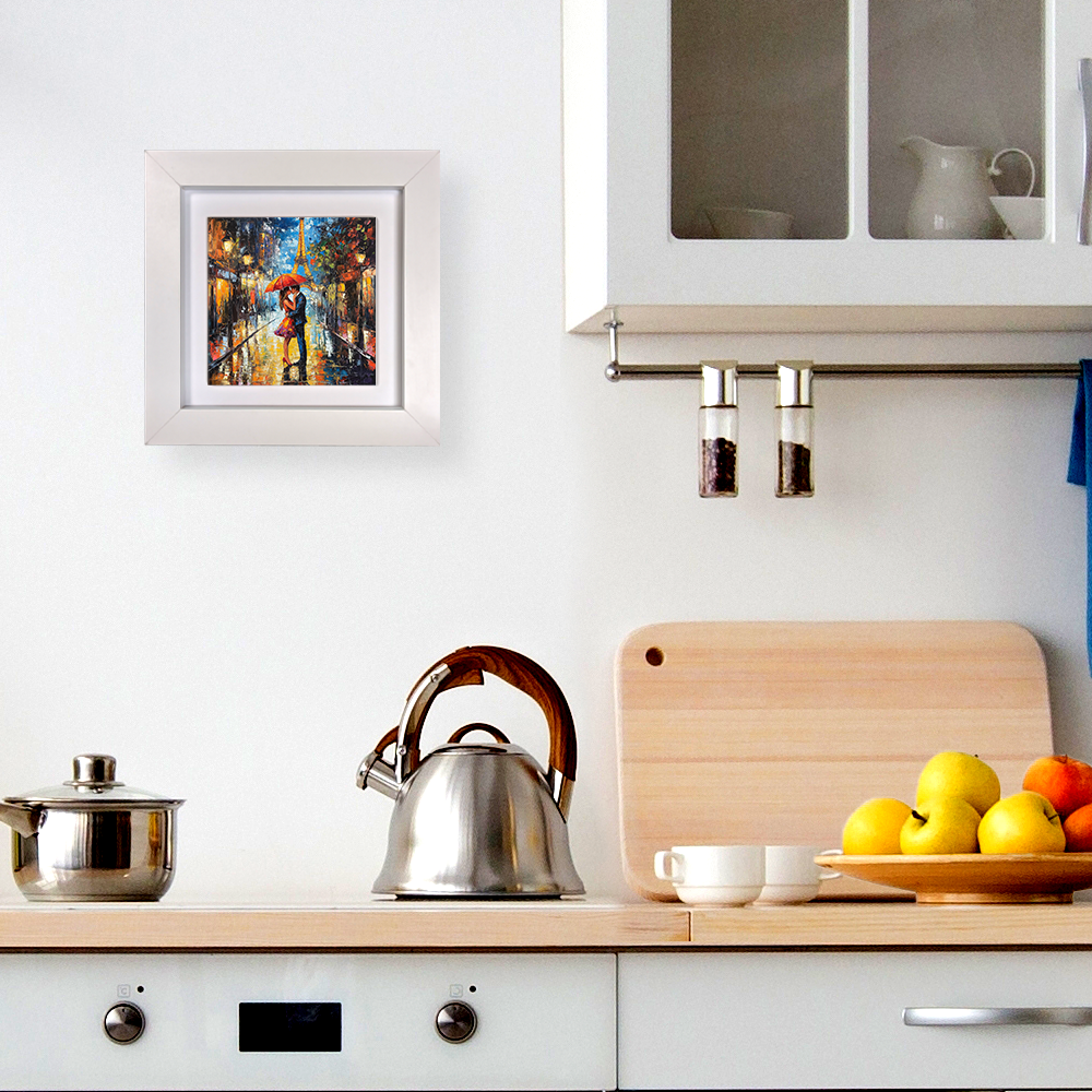 Parisian Rainfall Framed Ceramic Art Tiles